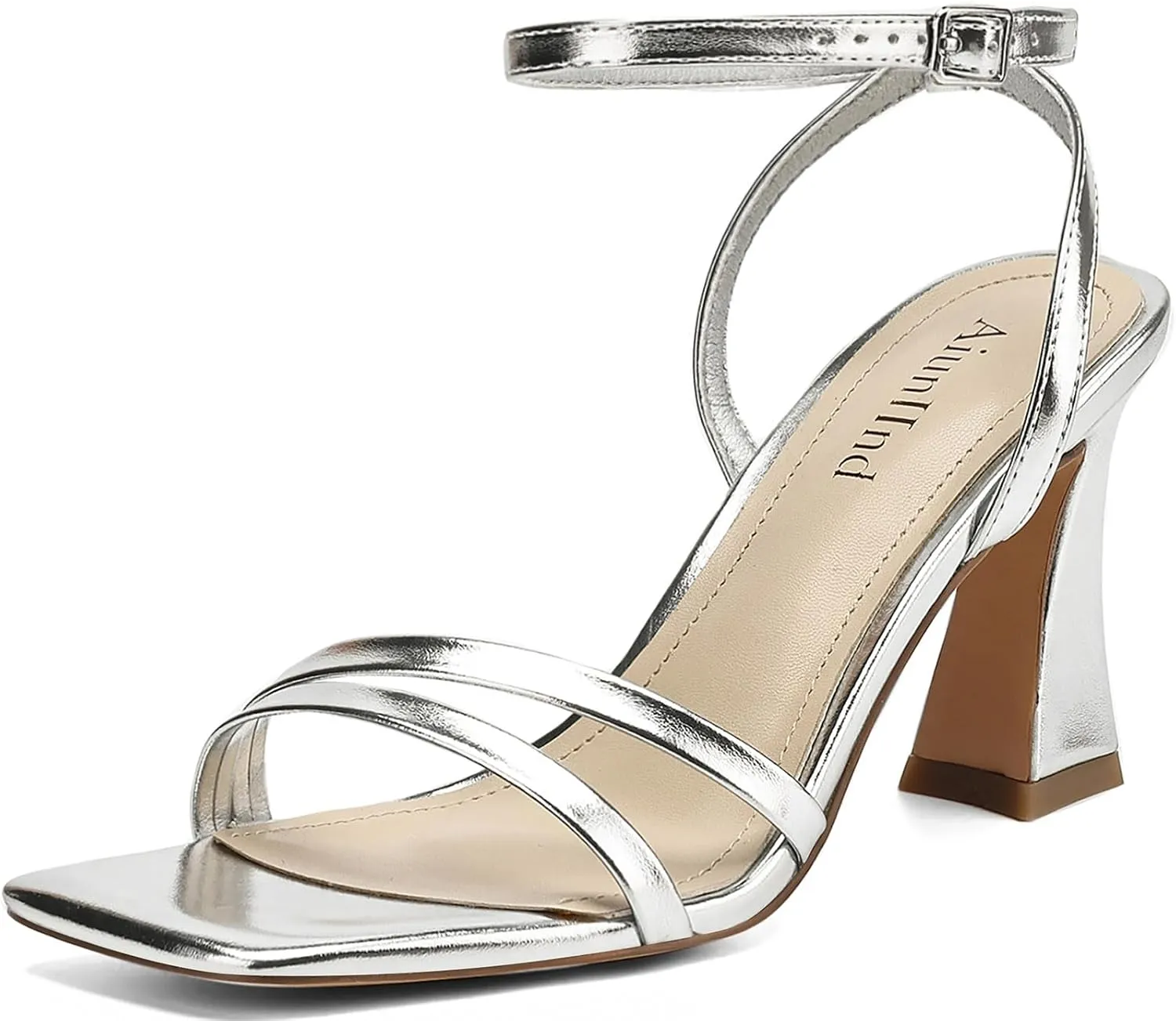 Heeled Sandals for Women Chunky Block High Heels Square Open Toe Sandals with Ankle Strap 3 Inch Dress Heels Comfortable