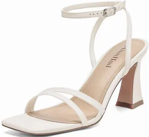 Heeled Sandals for Women Chunky Block High Heels Square Open Toe Sandals with Ankle Strap 3 Inch Dress Heels Comfortable