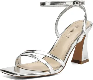 Heeled Sandals for Women Chunky Block High Heels Square Open Toe Sandals with Ankle Strap 3 Inch Dress Heels Comfortable