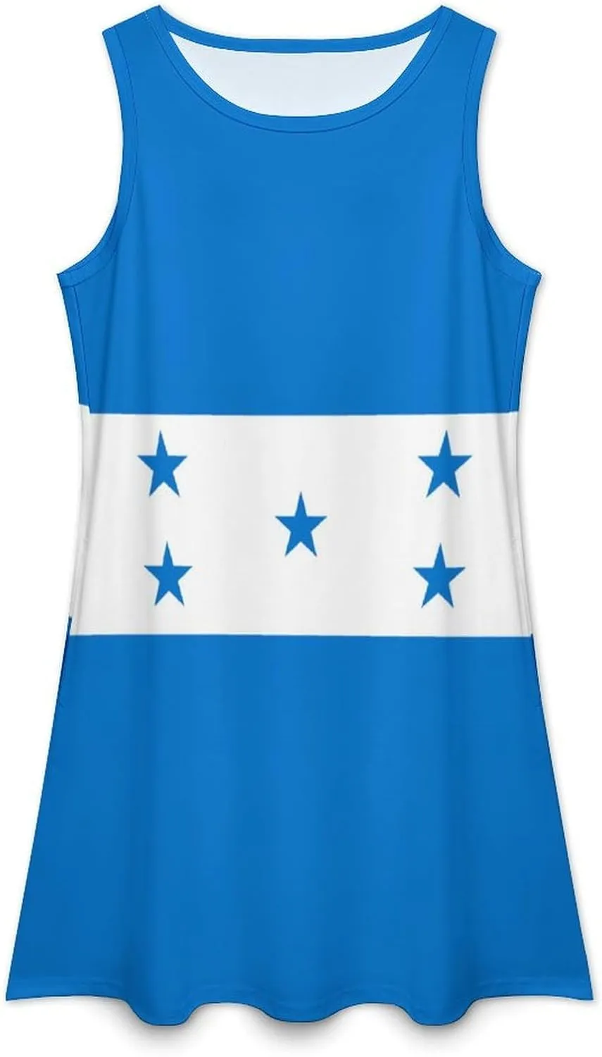 Honduras Flag Women's Summer Dress Sleeveless Casual Loose Beach Vacation Tank Sundress