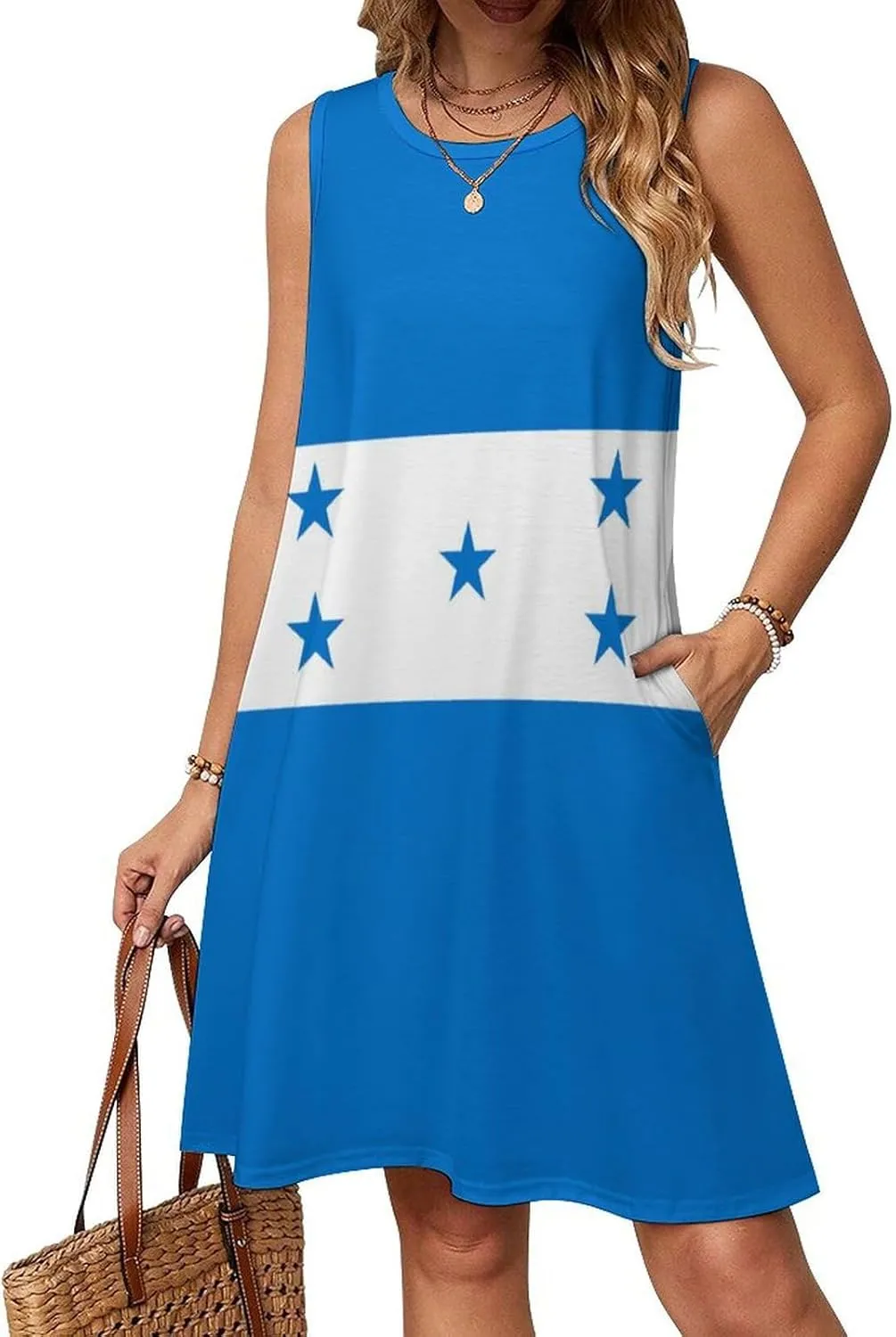 Honduras Flag Women's Summer Dress Sleeveless Casual Loose Beach Vacation Tank Sundress