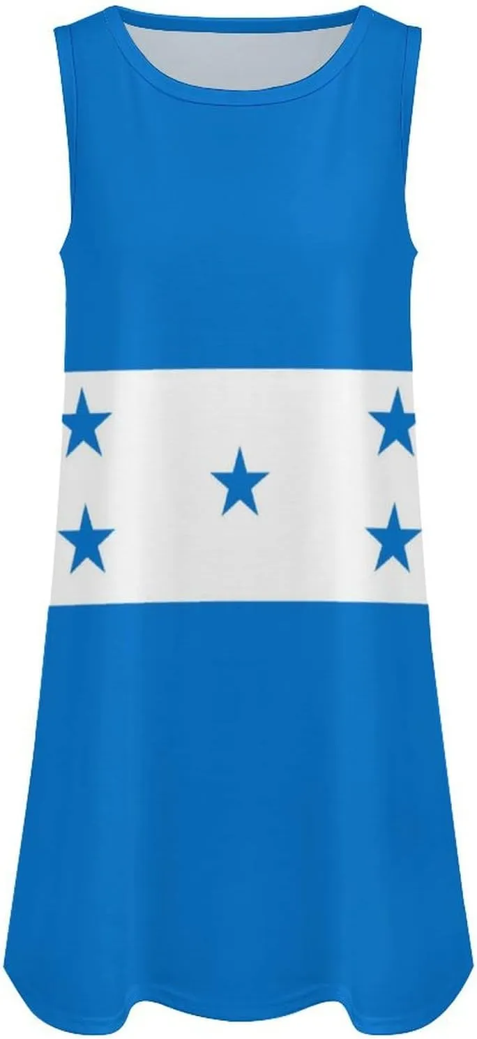 Honduras Flag Women's Summer Dress Sleeveless Casual Loose Beach Vacation Tank Sundress