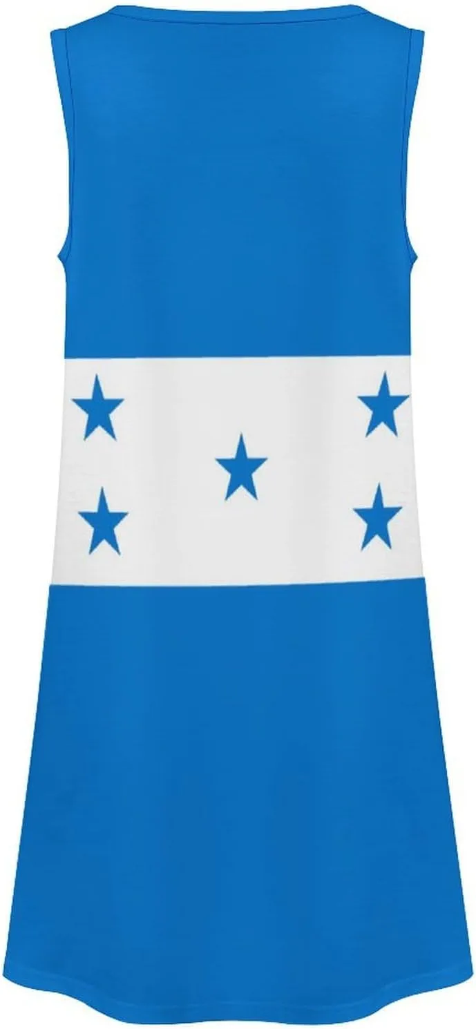 Honduras Flag Women's Summer Dress Sleeveless Casual Loose Beach Vacation Tank Sundress