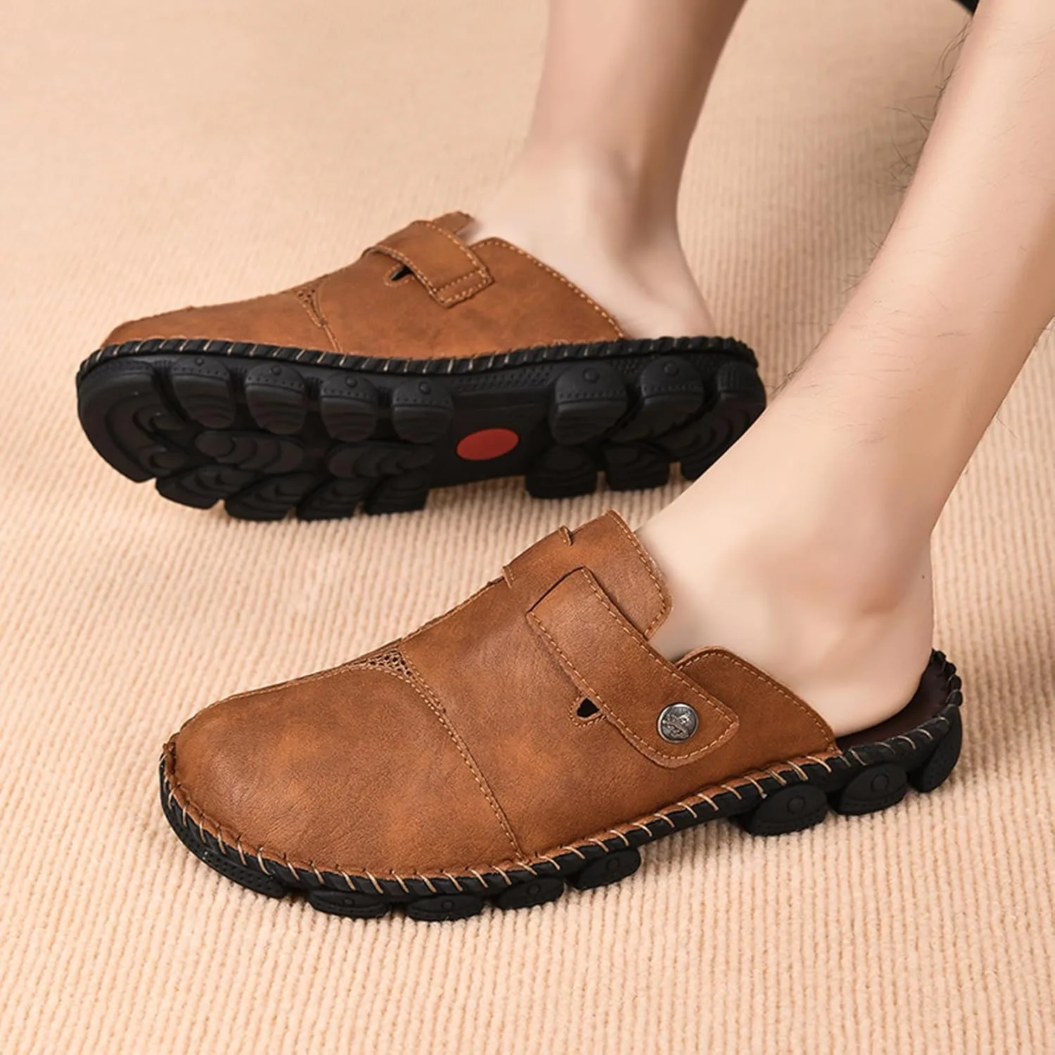 Honeystore Men's Non-Slip Flat Slide Sandals Slip-on Beach Shoes