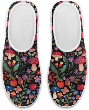 Howilath Hummingbird & Mushroom Slip on Shoes Women Casual Sport Shoes No Laces Running Sneakers with EVA Sole