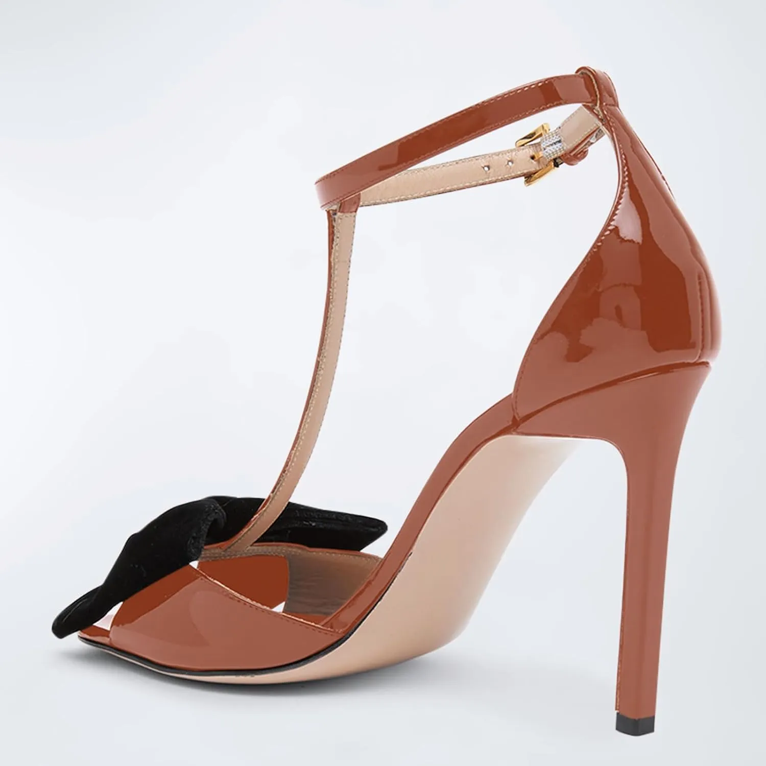 iadore Women Fashion Stiletto High Heel Shoes Open Square Toe with Bowknots Ankle Straps Buckle Sexy Summer Sandals Size 5-12 US