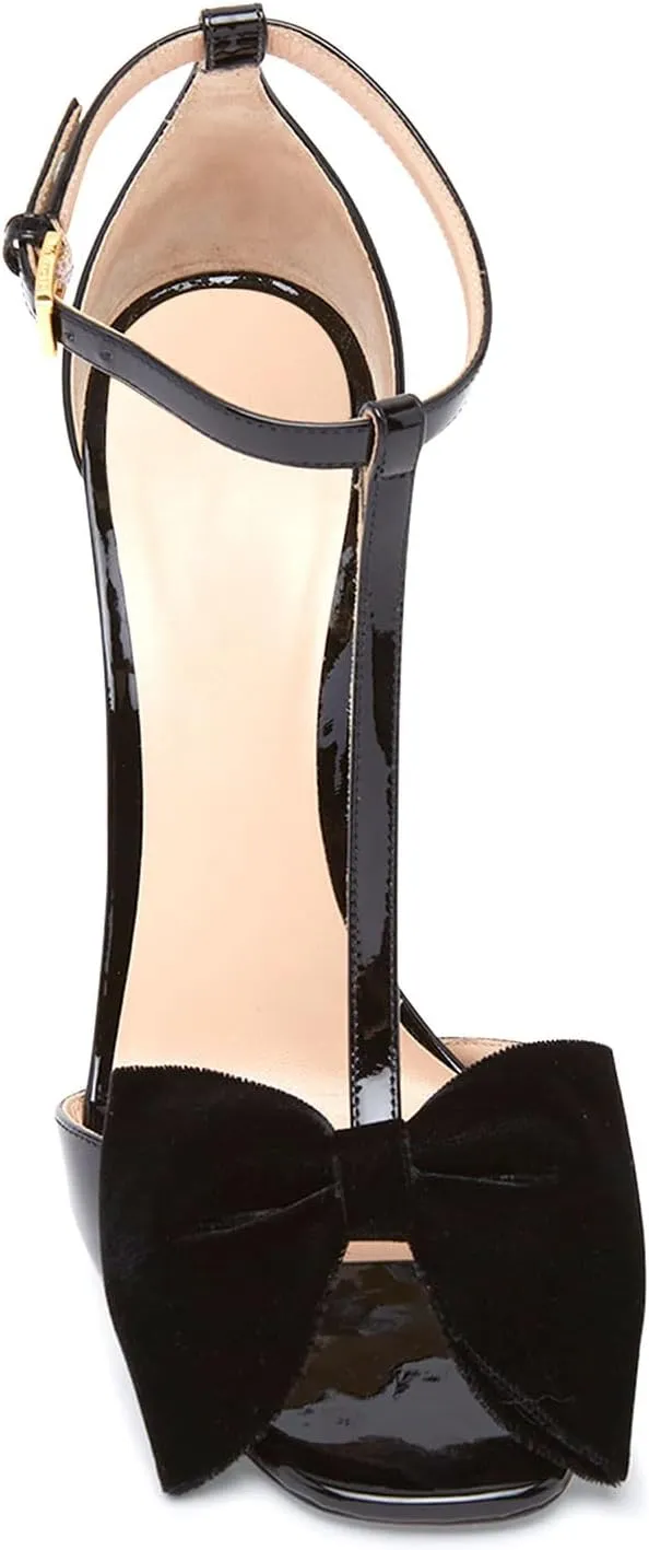 iadore Women Fashion Stiletto High Heel Shoes Open Square Toe with Bowknots Ankle Straps Buckle Sexy Summer Sandals Size 5-12 US