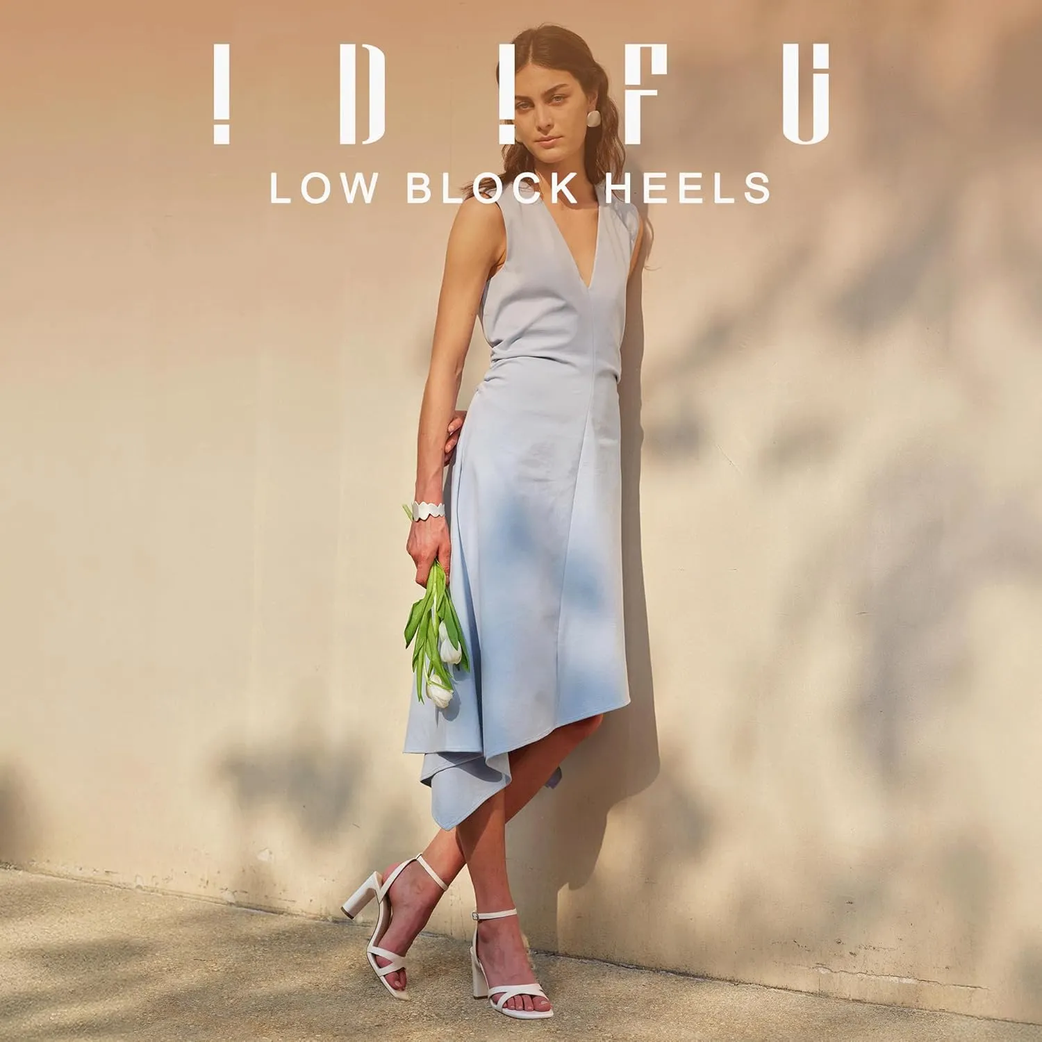 IDIFU IN3 Strappy Heels for Women Low Short Block Chunky Heeled Sandals Square Open Toe Cross Toe Straps Wedding Prom Graduation Dress Shoes Comfortable Cute Trendy Casual Ankle Strap Heels