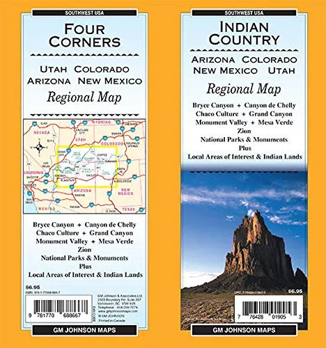 Indian Country/Four Corners (AZ,CO,NM,UT), State Map GM Johnson Maps