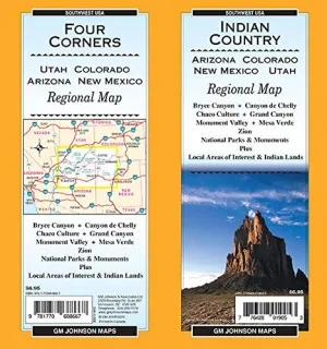 Indian Country/Four Corners (AZ,CO,NM,UT), State Map GM Johnson Maps