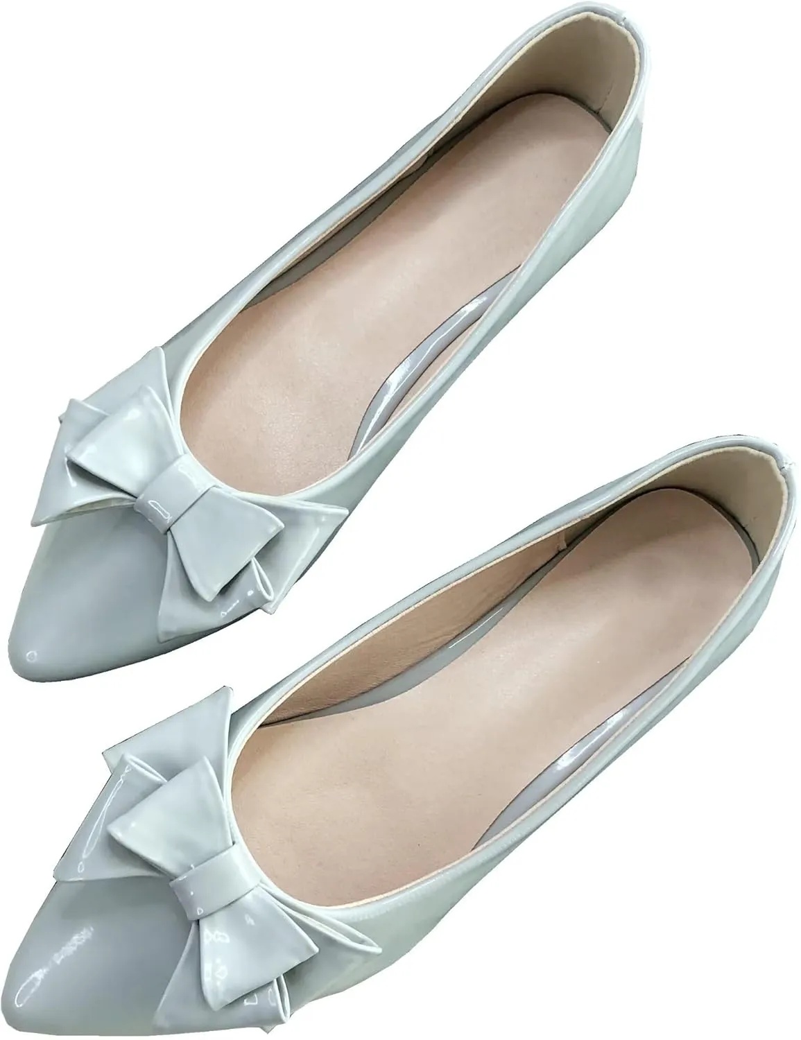 INEELUYI Women's Patent Leather Pointy Toe Slip on Ballets Flats Candy Color Bowtie Bowknot Flats Shoes