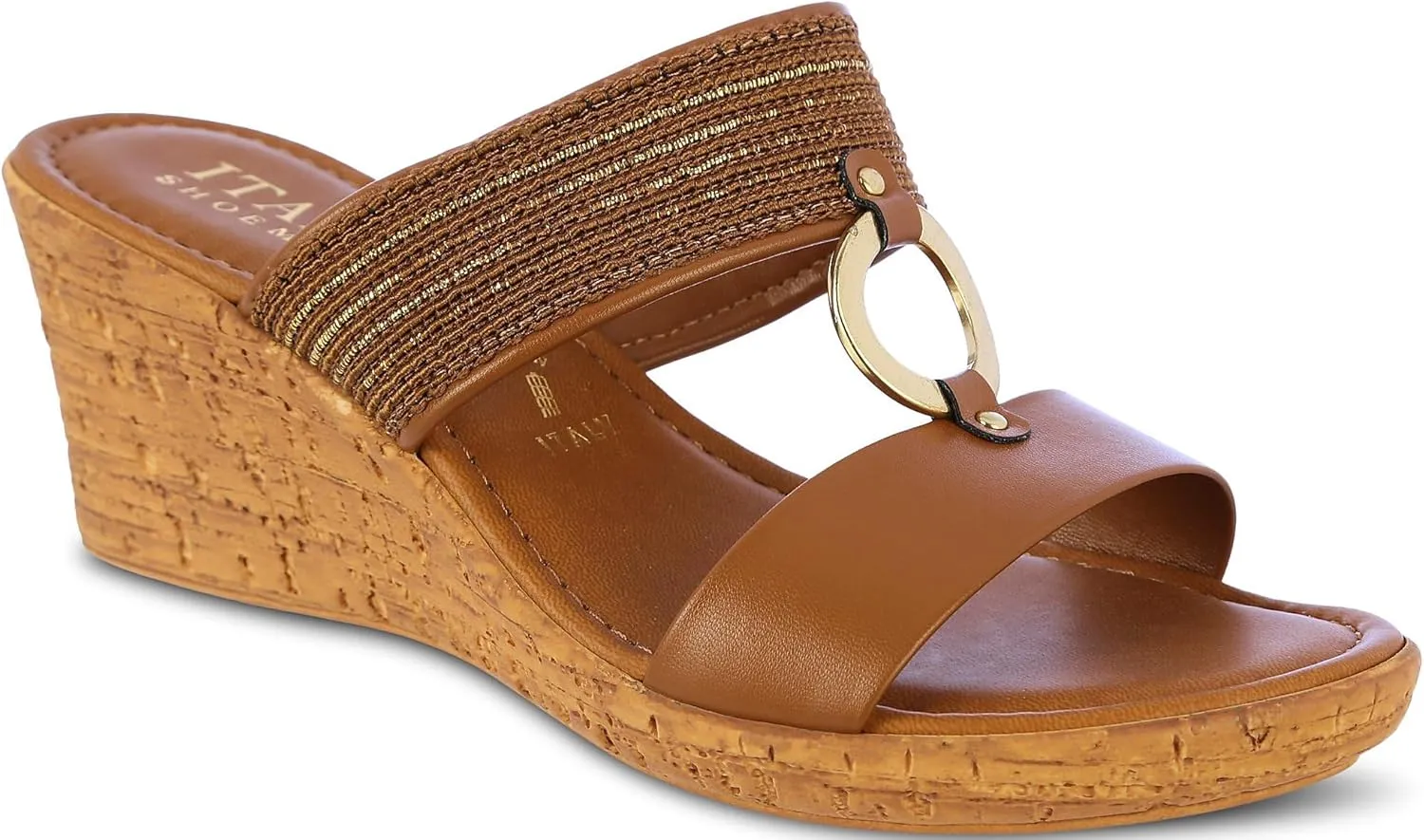 ITALIAN Shoemakers Womens Ligths Wedge Sandals 7 Brown