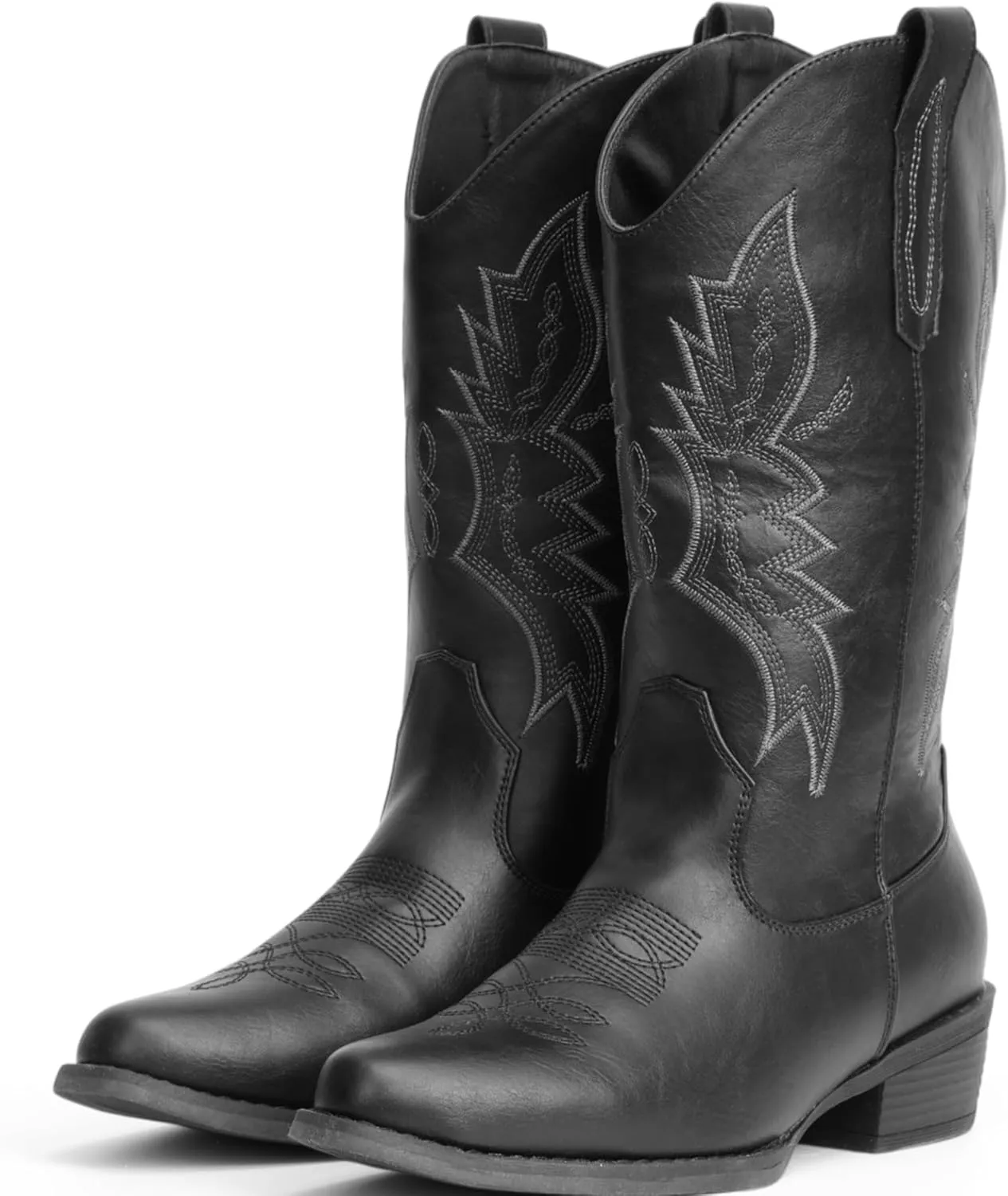 IUV Cowboy Boots For Women Western Boots Cowgirl Boots Pull On Pointy Toe Mid Calf Boots