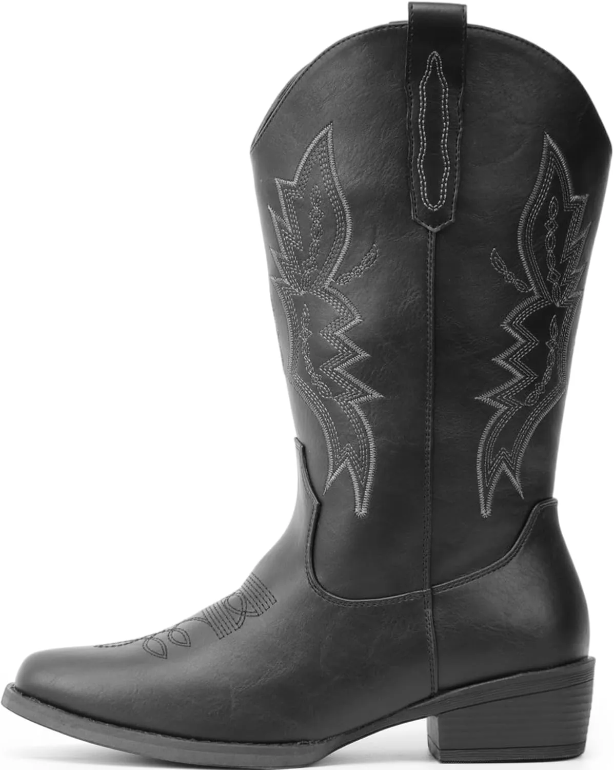 IUV Cowboy Boots For Women Western Boots Cowgirl Boots Pull On Pointy Toe Mid Calf Boots