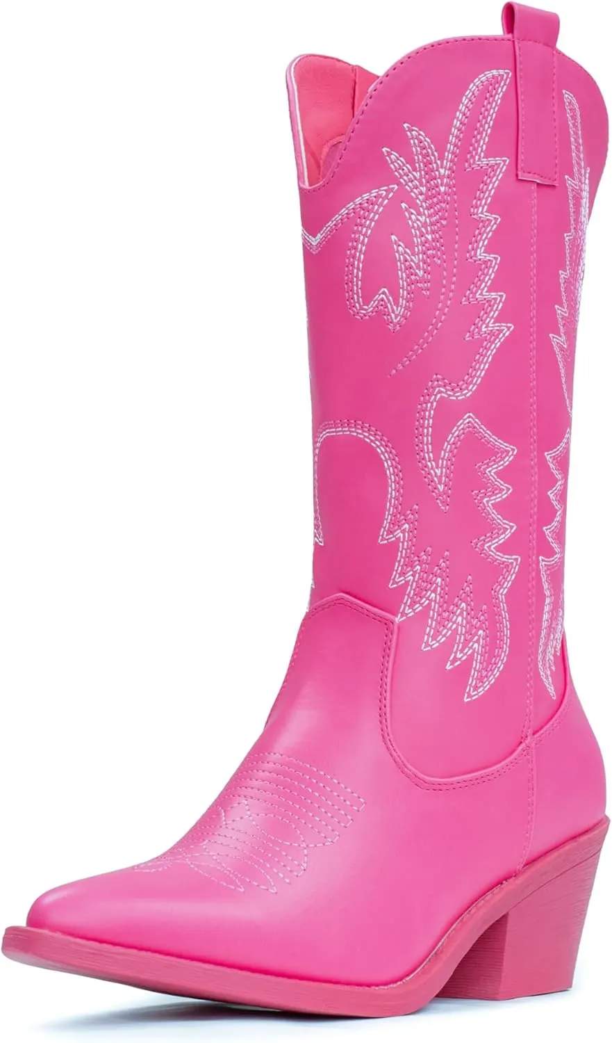 IUV Cowboy Boots For Women Western Cowgirl Boots Pull On Pointy Toe Mid Calf