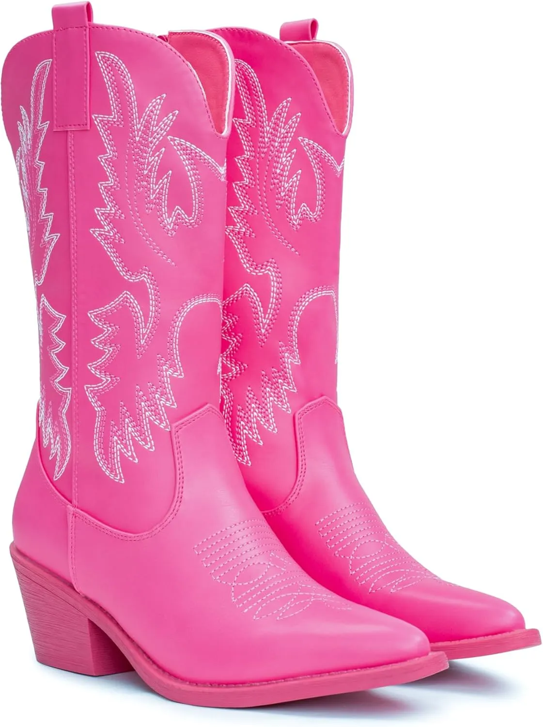 IUV Cowboy Boots For Women Western Cowgirl Boots Pull On Pointy Toe Mid Calf