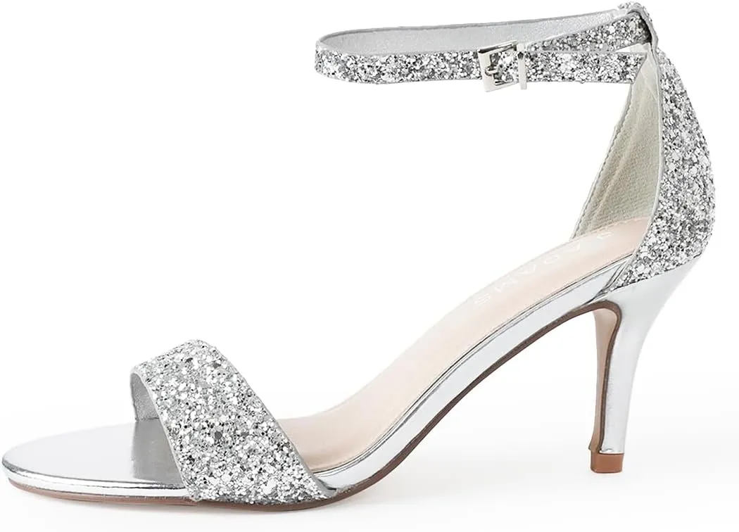 J. Adams Dove Ankle Strap Womens Stiletto For Women Sexy - Open Toe Strappy Heels, Wedding Shoes For Bride, Summer Heels and Bridal Shoes
