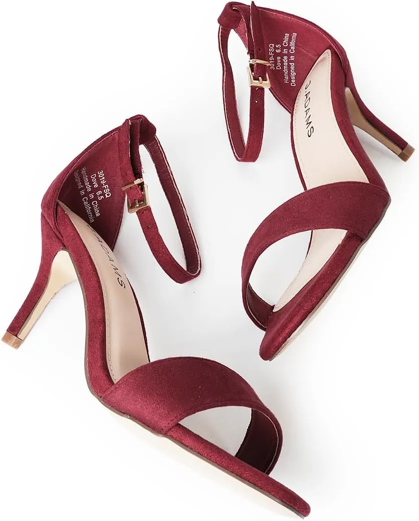 J. Adams Dove Ankle Strap Womens Stiletto For Women Sexy - Open Toe Strappy Heels, Wedding Shoes For Bride, Summer Heels and Bridal Shoes