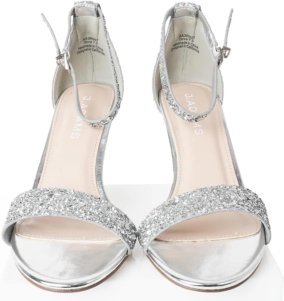 J. Adams Dove Ankle Strap Womens Stiletto For Women Sexy - Open Toe Strappy Heels, Wedding Shoes For Bride, Summer Heels and Bridal Shoes