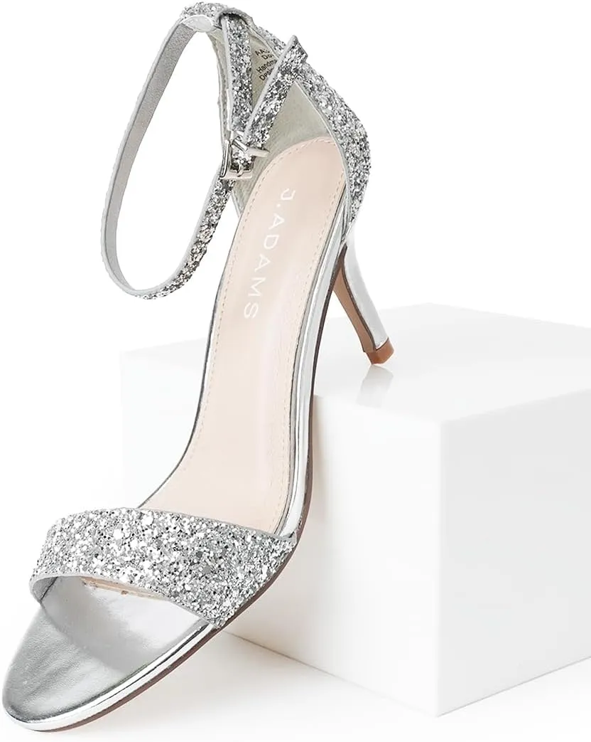 J. Adams Dove Ankle Strap Womens Stiletto For Women Sexy - Open Toe Strappy Heels, Wedding Shoes For Bride, Summer Heels and Bridal Shoes