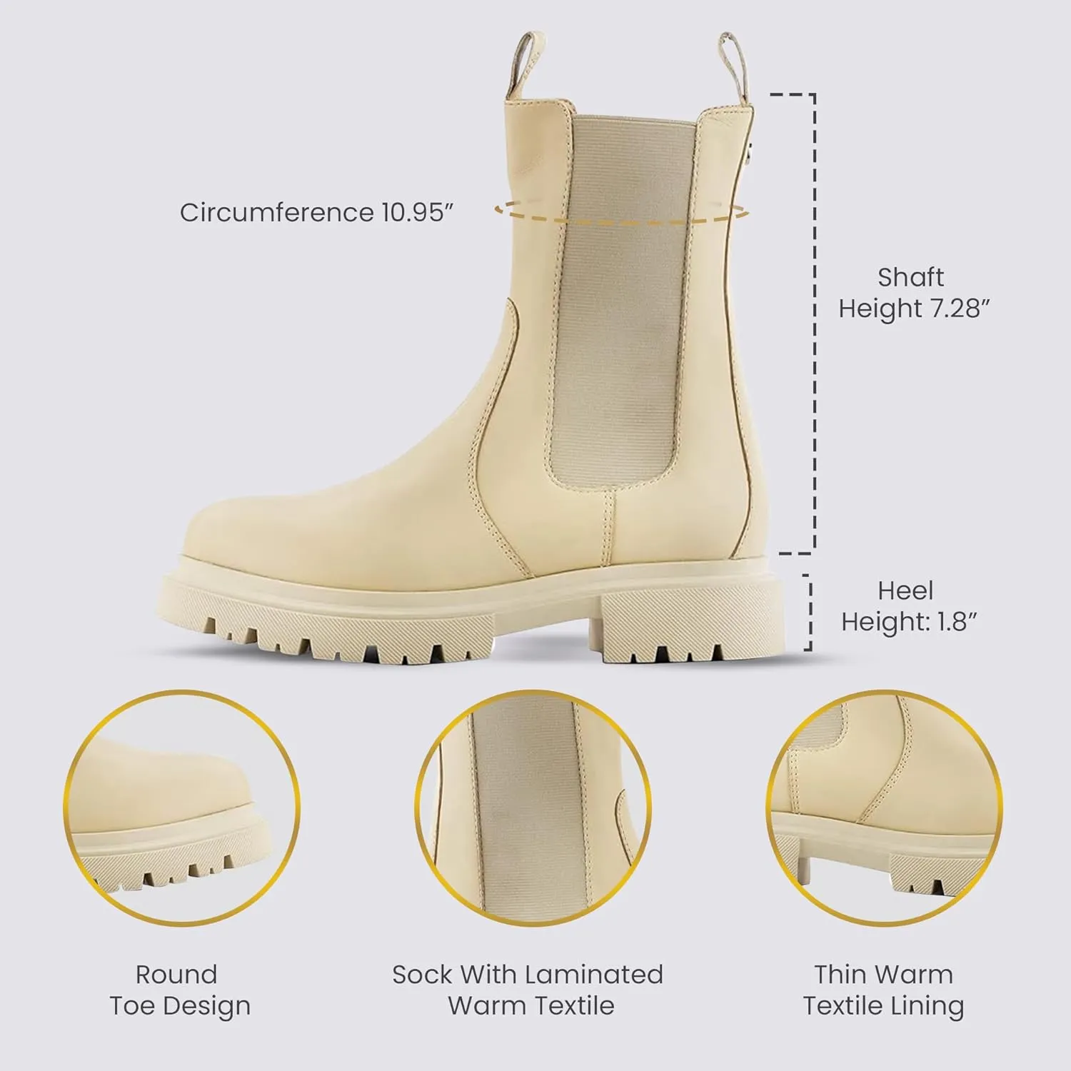 JATAREA Ankle Boots for Women - Stylish Leather with Block Heel Chelsea - Comfortable & Easy Wear Womens Bootie - Cushioned Insole for Comfort - Fashionable and Versatile Design - ALO