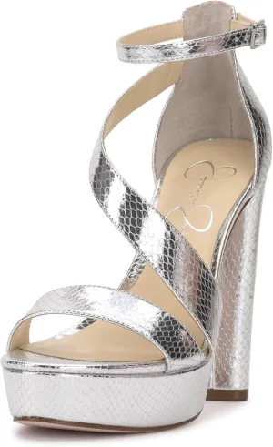 Jessica Simpson Womens Iley Faux Leather Ankle Strap Platform Sandals