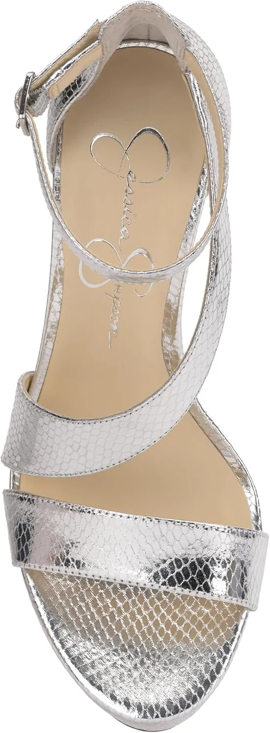 Jessica Simpson Womens Iley Faux Leather Ankle Strap Platform Sandals
