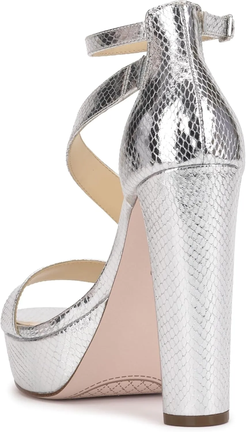 Jessica Simpson Womens Iley Faux Leather Ankle Strap Platform Sandals