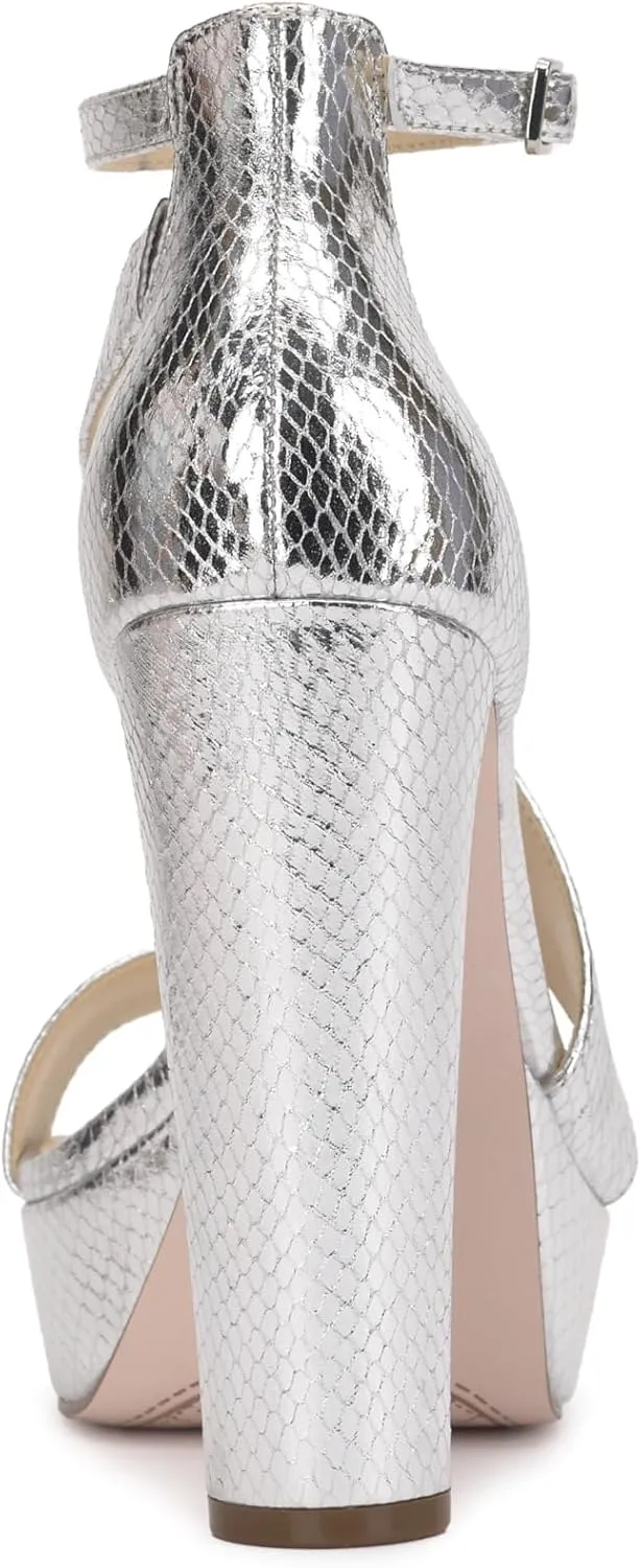 Jessica Simpson Womens Iley Faux Leather Ankle Strap Platform Sandals