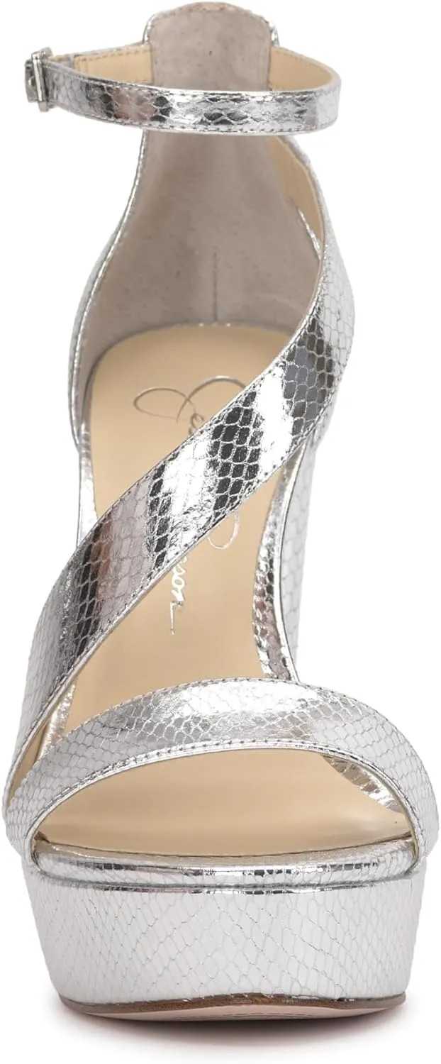 Jessica Simpson Womens Iley Faux Leather Ankle Strap Platform Sandals