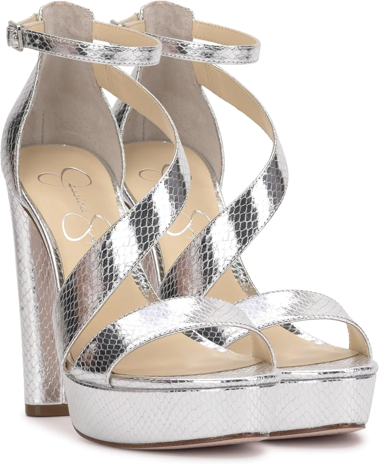 Jessica Simpson Womens Iley Faux Leather Ankle Strap Platform Sandals