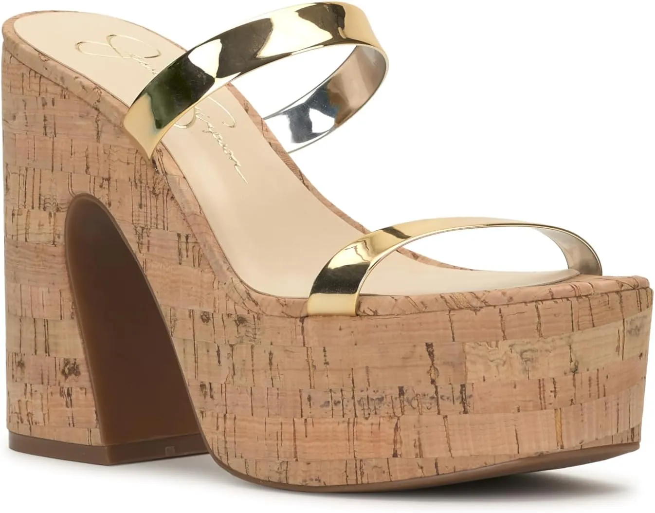 Jessica Simpson Womens Samhita Embellished Shimmer Platform Sandals