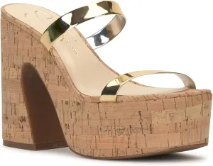 Jessica Simpson Womens Samhita Embellished Shimmer Platform Sandals