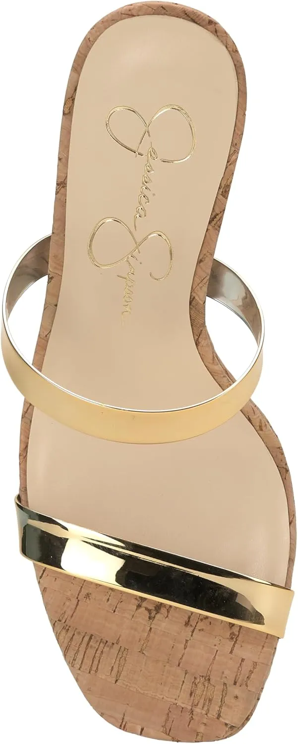Jessica Simpson Womens Samhita Embellished Shimmer Platform Sandals