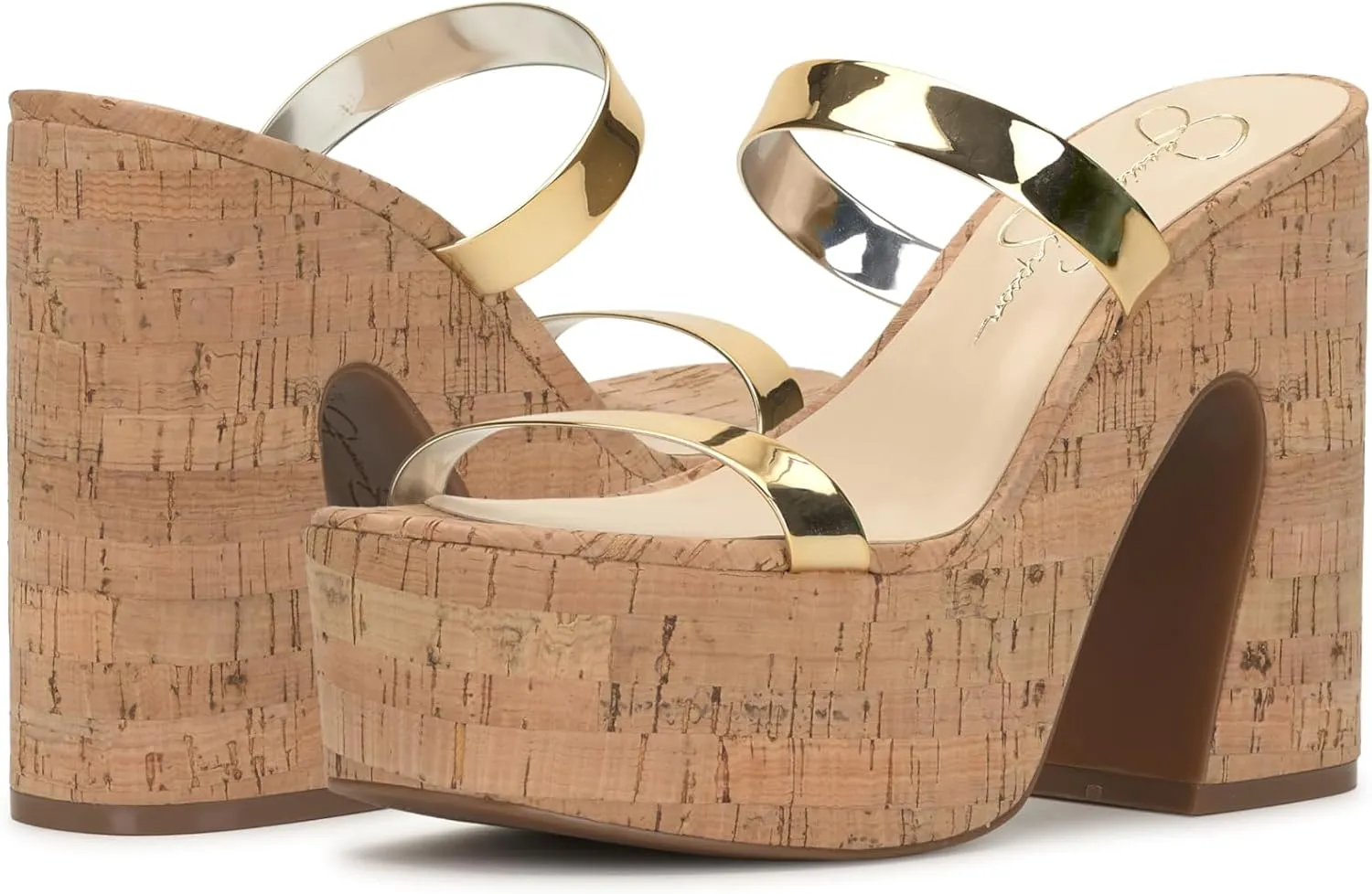 Jessica Simpson Womens Samhita Embellished Shimmer Platform Sandals