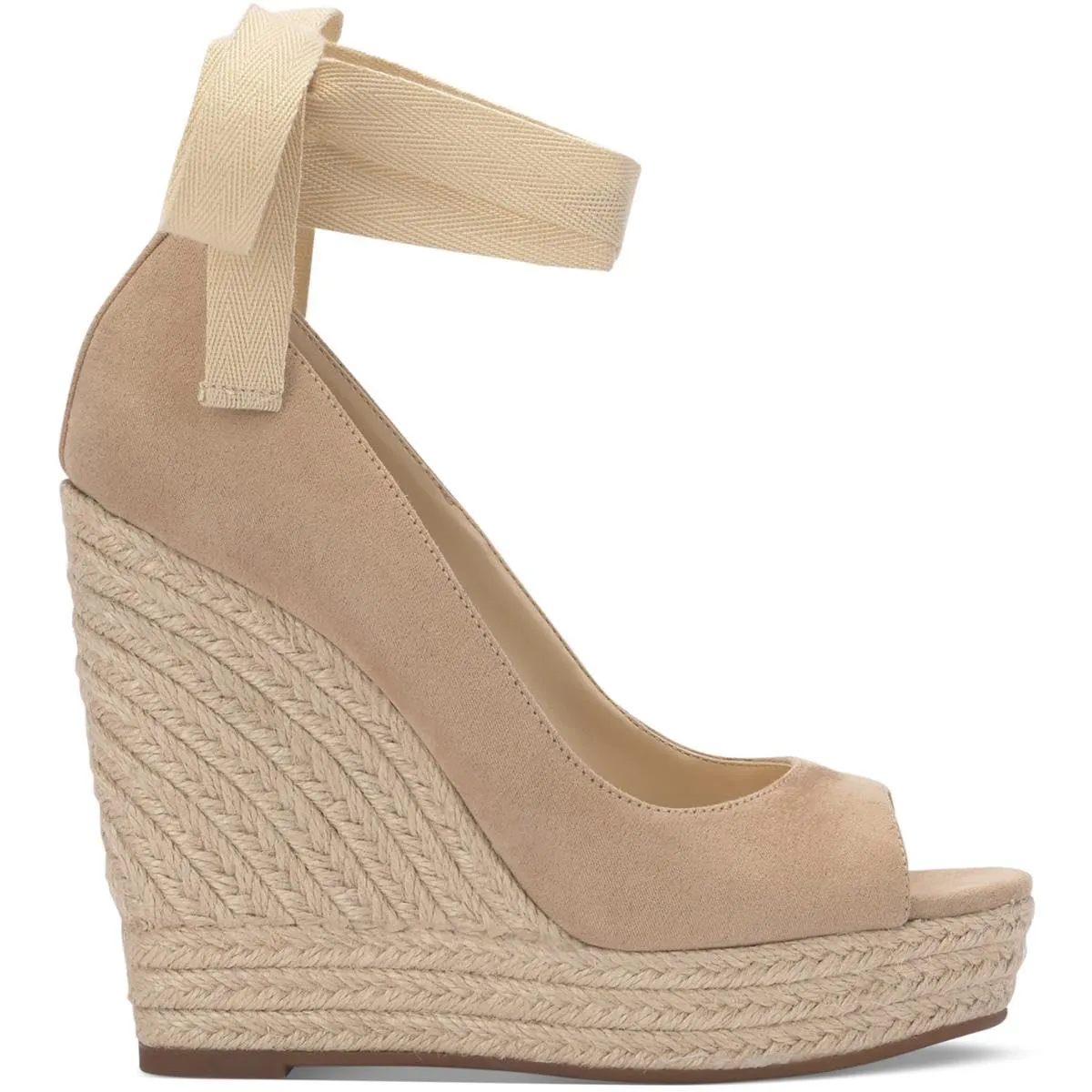 Jessica Simpson Womens Zavida Wedge Espadrilles Beige 8.5 Medium (B,M), Almond Supreme Micro Suede