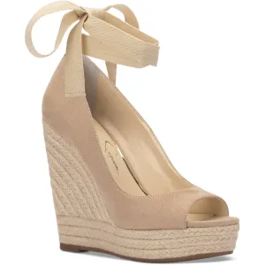 Jessica Simpson Womens Zavida Wedge Espadrilles Beige 8.5 Medium (B,M), Almond Supreme Micro Suede
