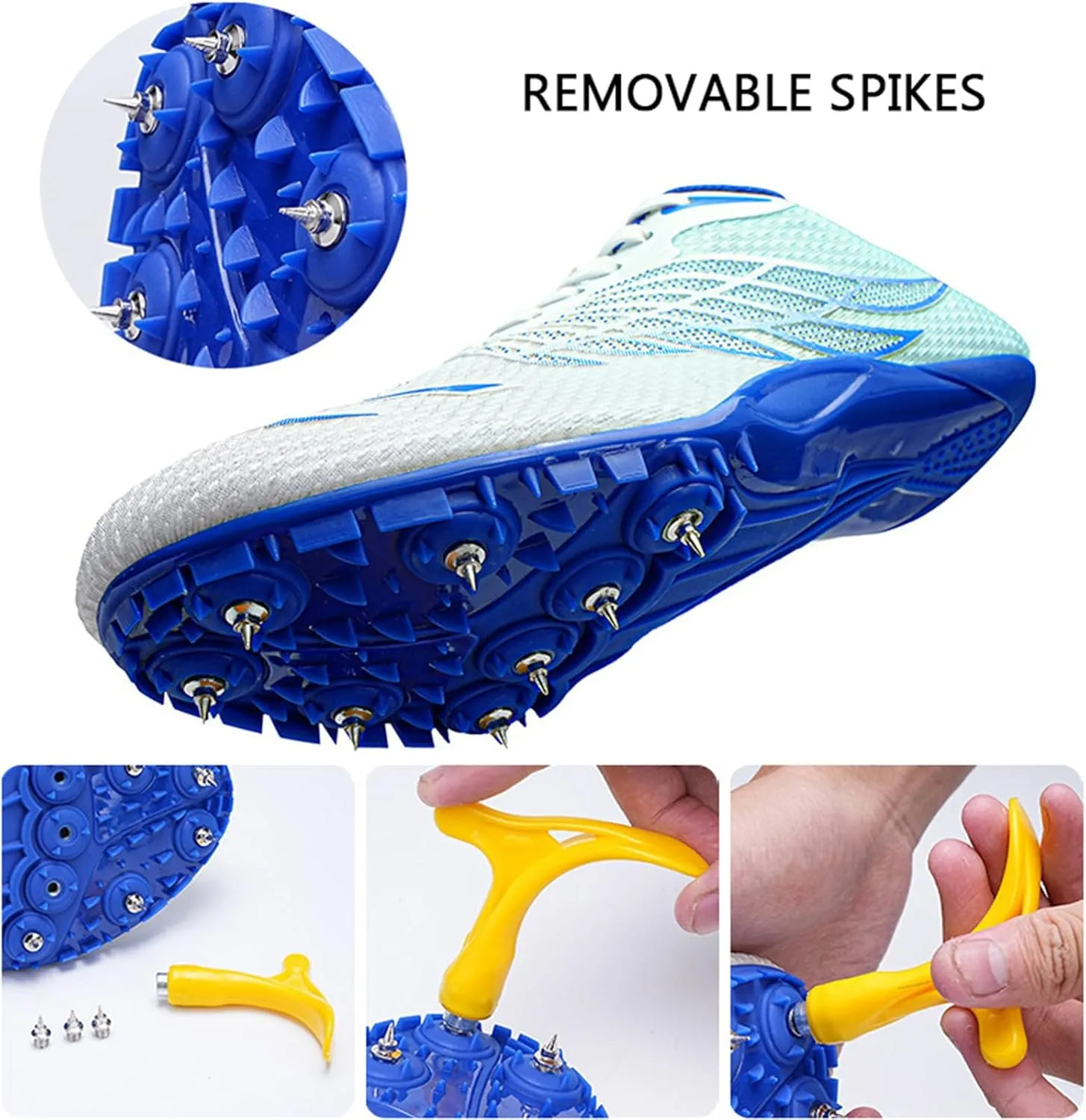 JiuQing Men's Track and Field Shoes Spikes Sprint Sneakers Lightweight Jumping Running Racing Shoes