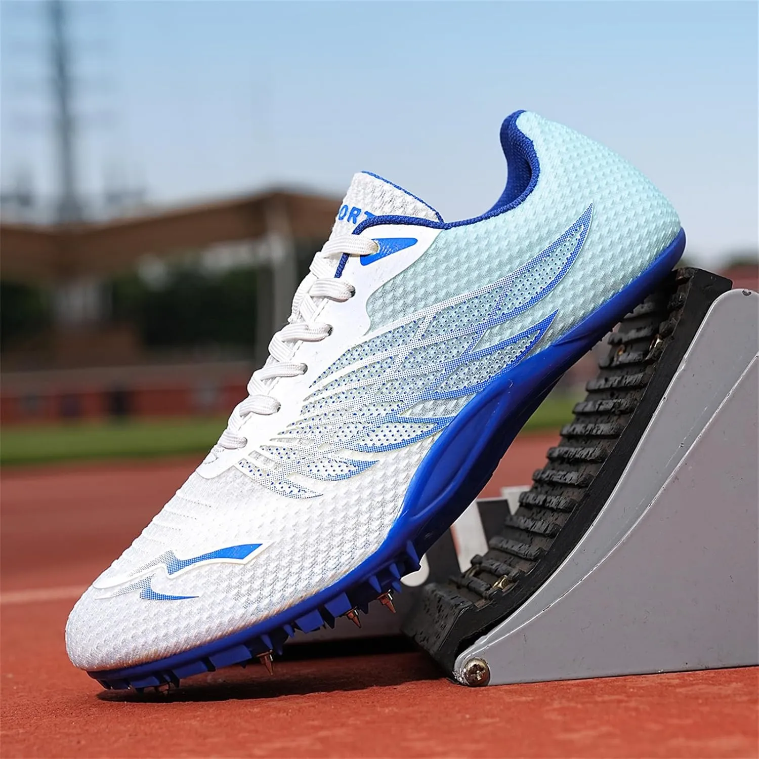 JiuQing Men's Track and Field Shoes Spikes Sprint Sneakers Lightweight Jumping Running Racing Shoes