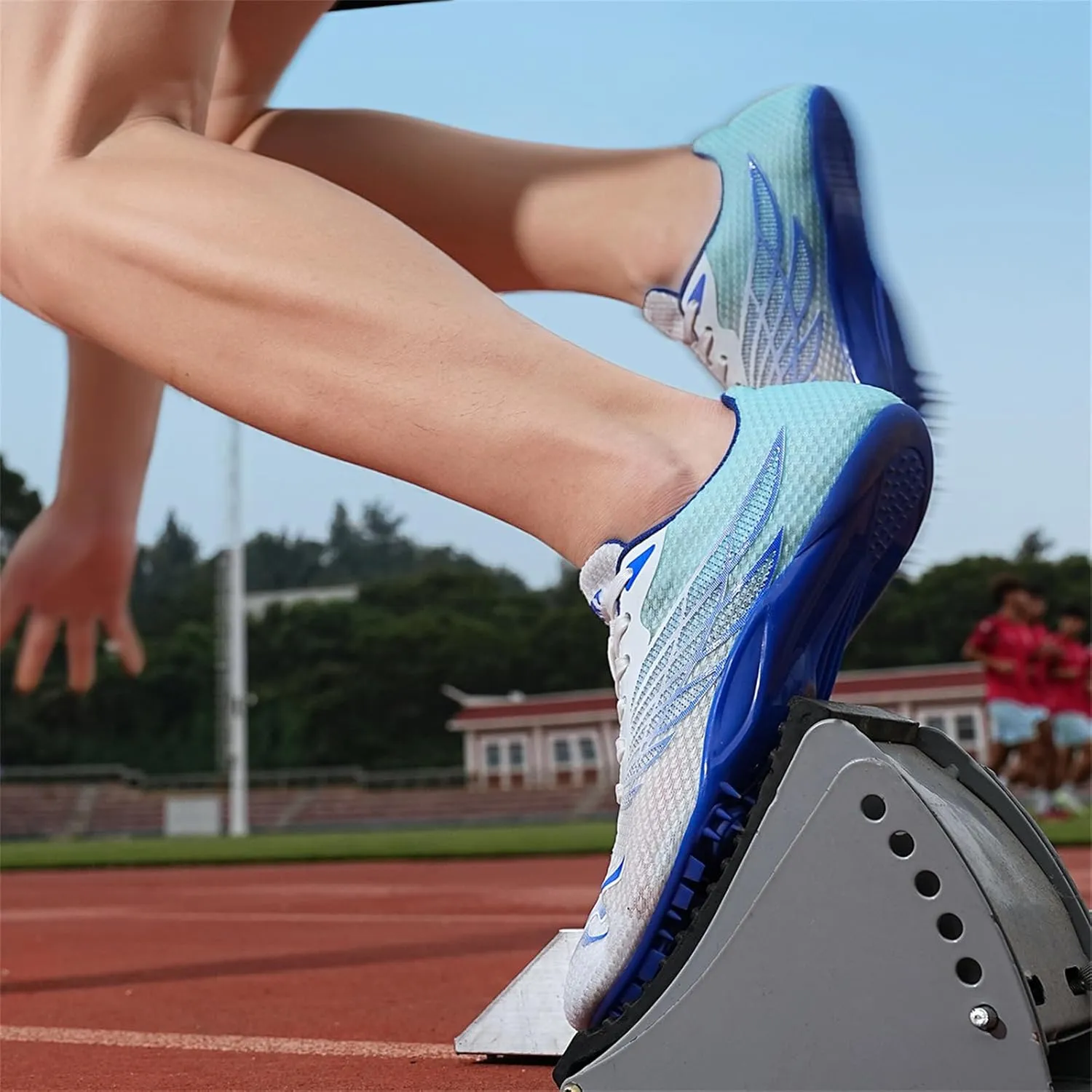 JiuQing Men's Track and Field Shoes Spikes Sprint Sneakers Lightweight Jumping Running Racing Shoes