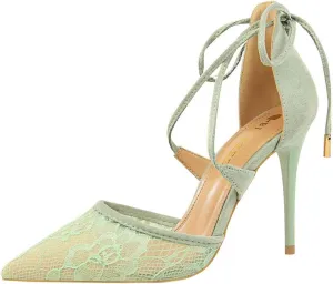 JOEupin Women's Lace Bridal High Heel Peep Toe Open Toe Cover Dress Pump