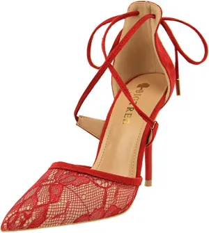 JOEupin Women's Lace Bridal High Heel Peep Toe Open Toe Cover Dress Pump