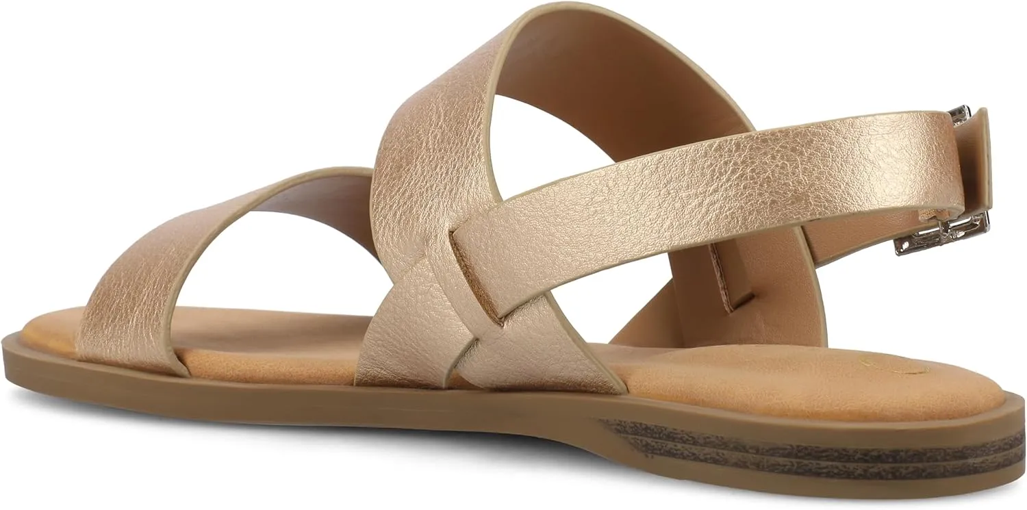 Journee Womens and Lavine Multi Strap Flat Sandals