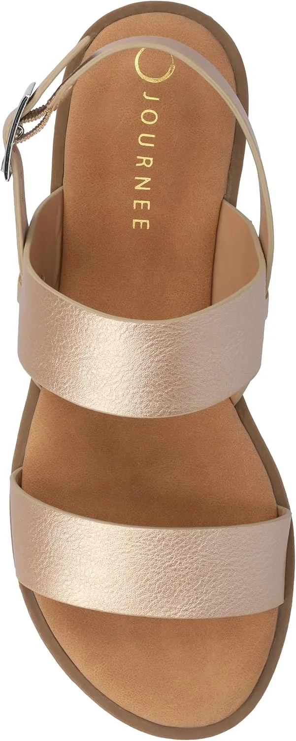 Journee Womens and Lavine Multi Strap Flat Sandals
