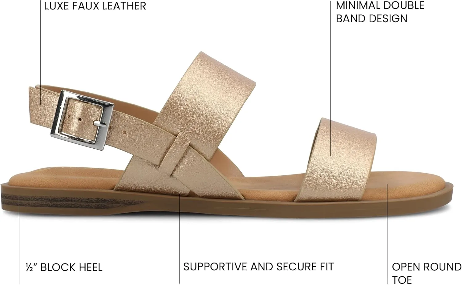 Journee Womens and Lavine Multi Strap Flat Sandals