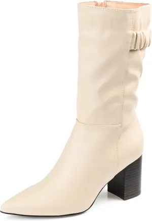 Journee Women's Comfort Foam Wide Calf Wilo Boots Bone, 6.5