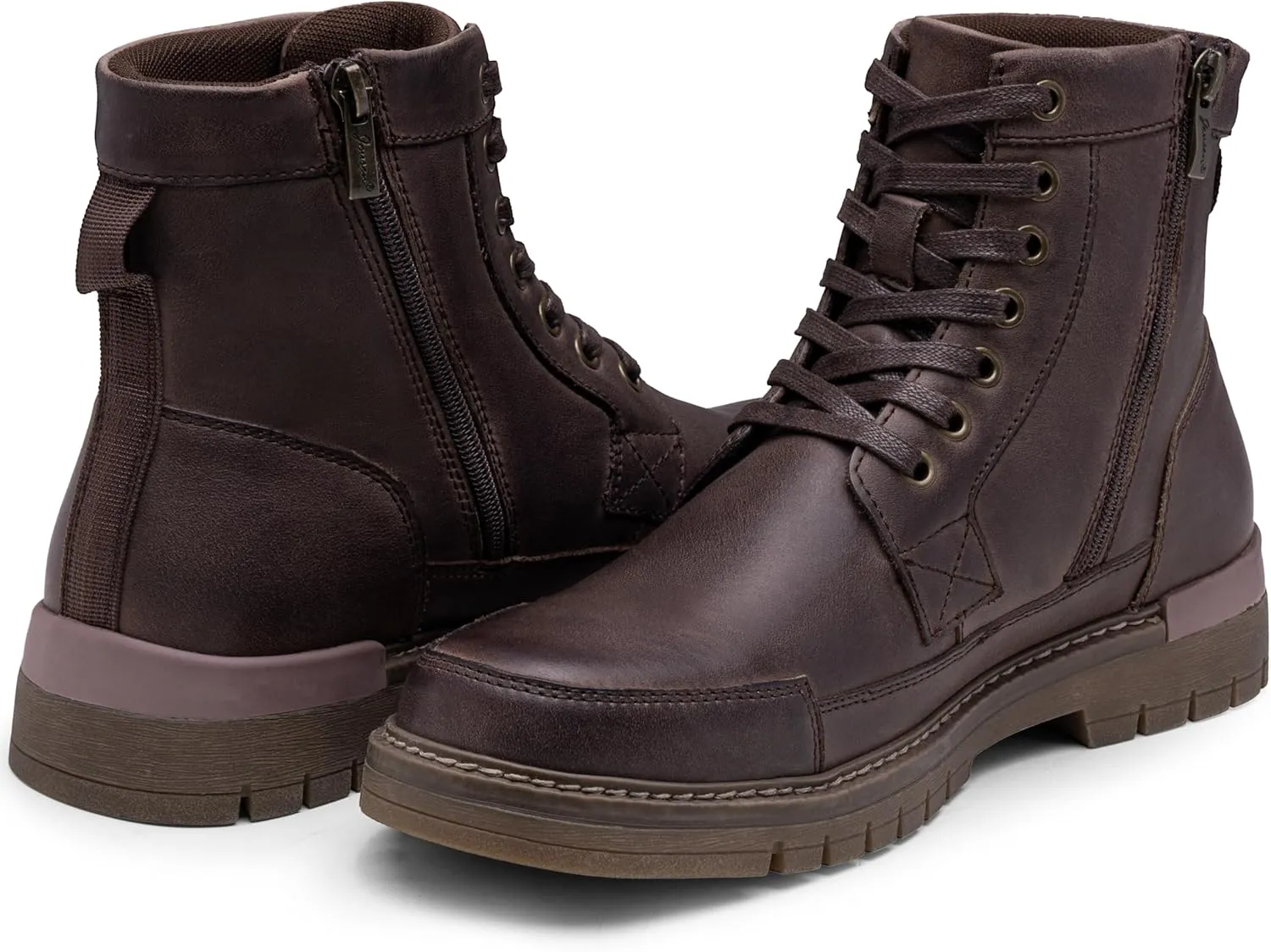 Jousen Men's Boots Chukka Motorcycle Boots Premium Leather Casual Combat Ankle Dress Boot for Men