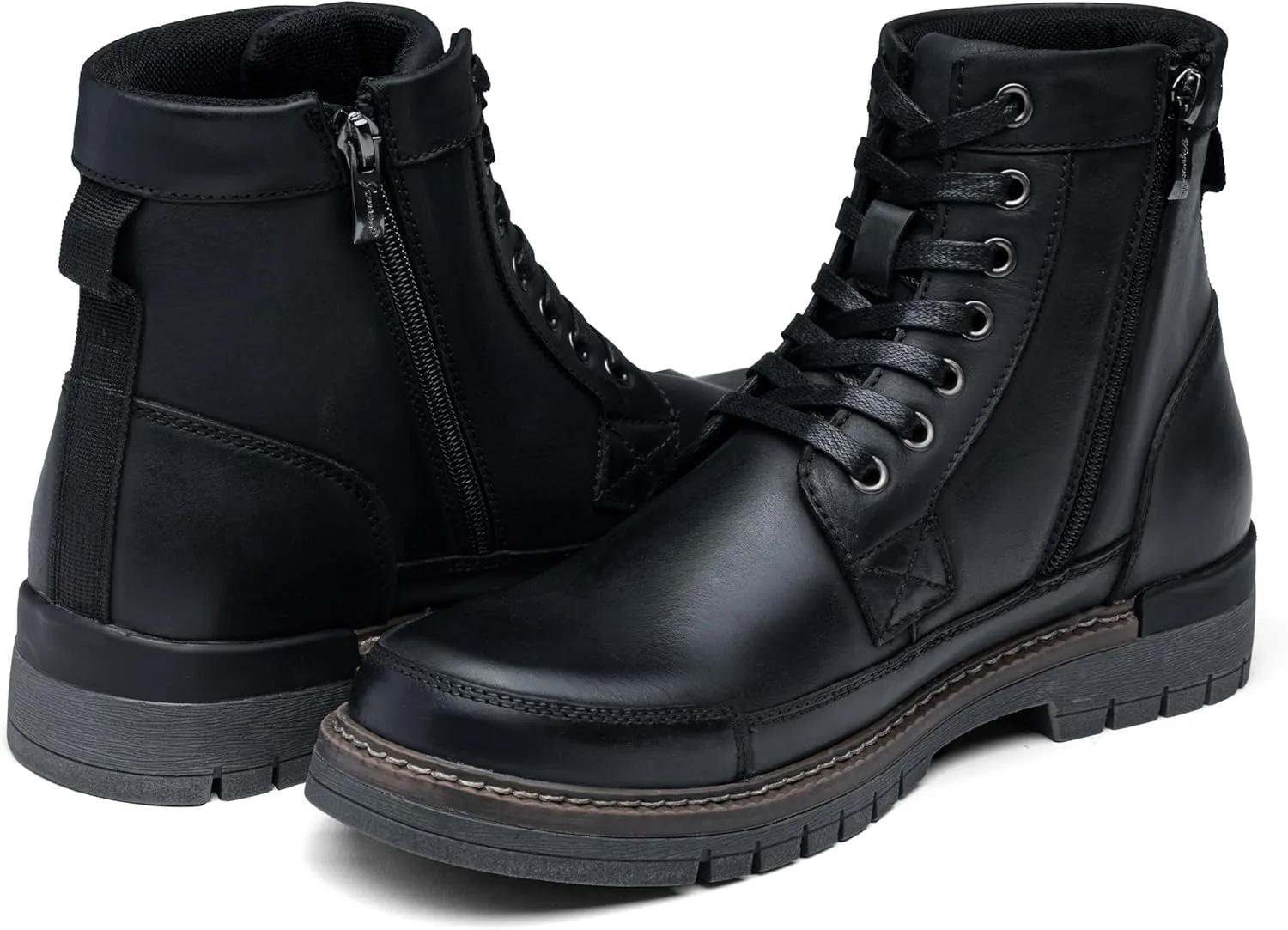 Jousen Men's Boots Chukka Motorcycle Boots Premium Leather Casual Combat Ankle Dress Boot for Men