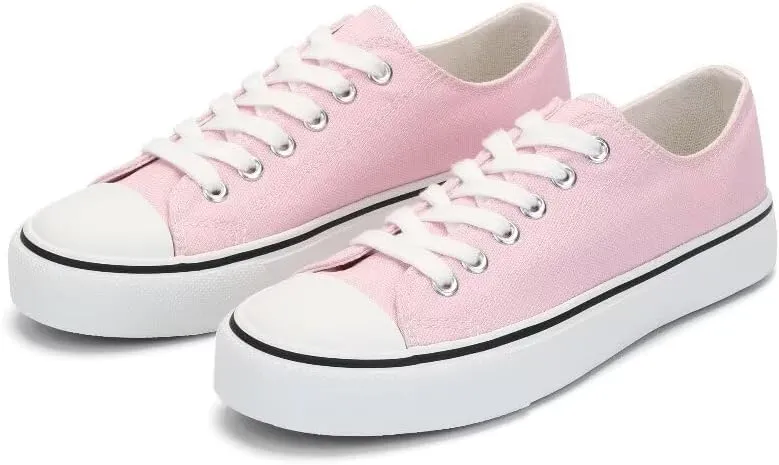 JUDIS Women’s Lace Up Canvas Shoes Low Top Fashion Sneakers Casual Tennis Walking Shoes