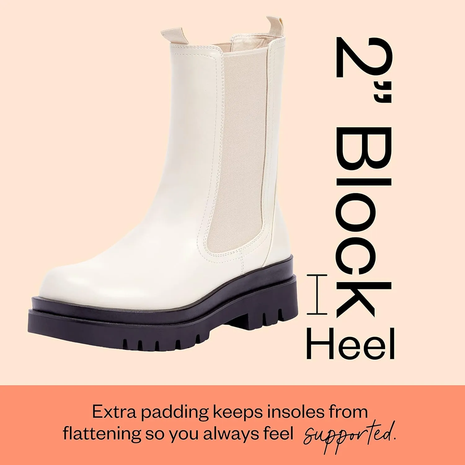 JustFab Women's Chelsea Fashion Ankle Boots Chunky Block Low Heel Booties Lug Sole Short Boots Saydey